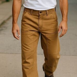 Carhartt Men’s Double Front Duck Canvas Work Pants Size 34x28 Tan NWOT Rugged